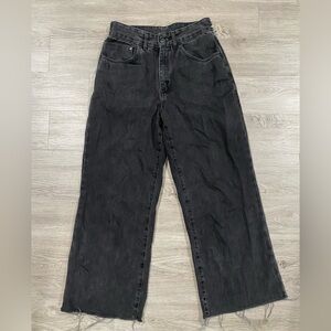 The Ragged Priest Black Wide-Leg‎ Jeans 28 Raw Hem Distressed